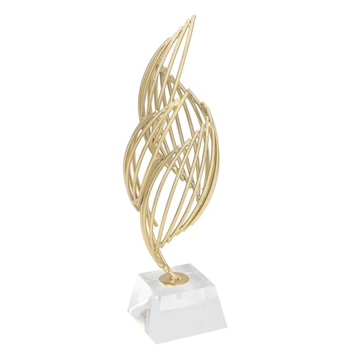 Metal Abstract Decorative Sculpture with Base Modern Luxury Metal Abstract Art Home Decor Statue for Desk Shelf Decor (Crystal White) - size: Crystal White