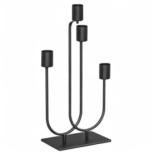 smtyle Halloween Black Candle Holders for Taper Candles Set of 4 Candelabra with Iron-0.8" Diameter Candlestick Ideal for for Table Centerpiece - color: Black