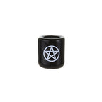 Mega Candles 5 pcs Ceramic White Pentacle Chime Ritual Spell Candle Holder - Black - color: White