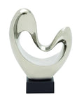 Deco 79 Polystone Abstract Decorative Sculpture Heart Home Decor Statue with Black Base, Accent Figurine 10" x 5" x 14", Silver