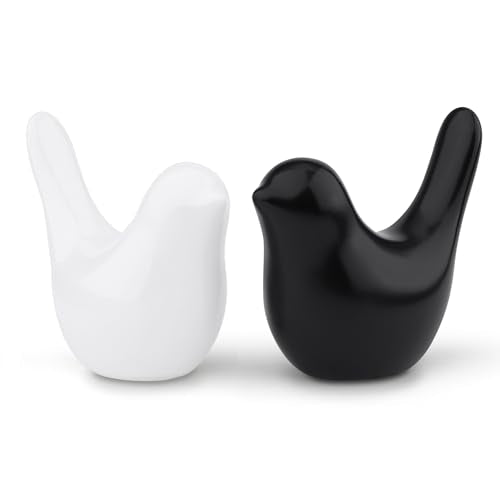 Small Birds Figurine Black and White Home Decor Modern Style Bird Statues Decorative Ornaments for Living Room, Bedroom, Office Desktop, Cabinets, Knick Knacks(Black White Birds 2Pcs) - color: Black and White