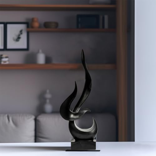 Gold Fire Flame Sculpture, Modern Abstract Resin Statue, Art Statue Home Decor for Living Room TV Stand Coffee Table Shelf Accents Decor.（Small） - color: Black, size: Medium