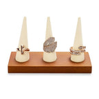 Oirlv Natural Solid Wood 3-Ring Jewelry Display Stand Creamy White Ring Organizer Holder - color: 3 Wood Creamy-white