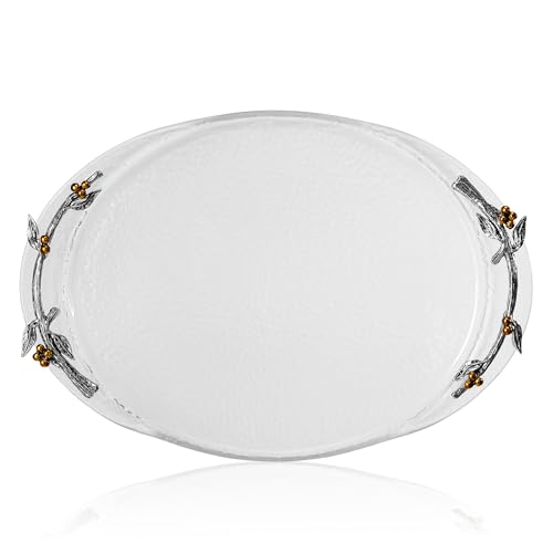 Fitz and Floyd Nature's Greeting Glass Serve Decorative Tray, 14 x 9.75 x 1.25 Inch