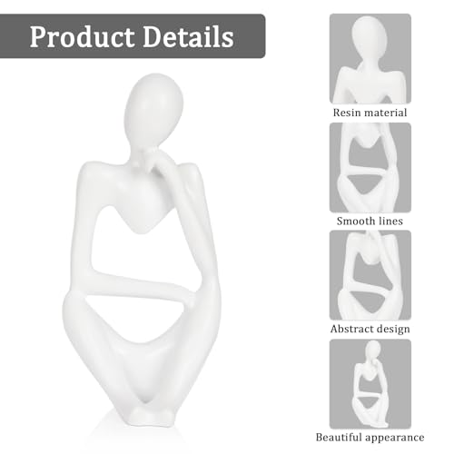 Sandstone Resin Thinker Style Abstract Sculpture Statue Collectible Figurines Home Office Bookshelf Desktop Decor (Small White, Right) - color: Small White, size: Right 1pc