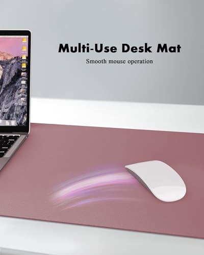 YSAGi Double-Sided Desk Mat, Eco Cork & Leather Desk Protector, Large Mouse Pad & Writing Pad for Office & Home (35.4"x17", Cork + Dark Pink) - color: Cork+dark Pink, size: 35.4"x17"