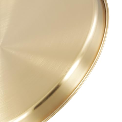 4 PCS Gold Round Tray, 11.8 Inch Stainless Steel Serving Tray Jewelry Dish Makeup Vanity Organizer, Gold Platter Circle for Countertop, Bathroom, Perfume