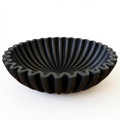 OAKOA Concrete Black Decorative Bowl for Home Decor - Black Fruit Bowl for Kitchen Counter - Black Bowl Decor - Modern Fruit Bowl Black - Centerpiece Bowl - color: Black