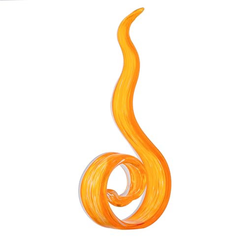 11.4" Tall Hand-Blown Glass Sculpture Murano-Style Sculpture Art Ornament Statue Figurines Home Decor Accent Piece Coastal Ocean Nautical Home Decor,Shelf,TV Stand,Tabletop Centerpieces,Wonderful Gift - color: Orange