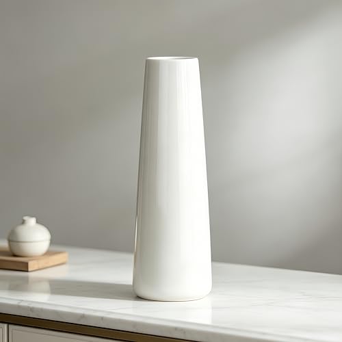 12 Inch White Vase Ceramic Flower Vase, Tall Vases for Pampas Grass, Home Decor, Modern Textured Vases for Living Room Decorations,Table Centerpieces,Shelf,Farmhouse Small Ceramic Vase - style: Shape 12