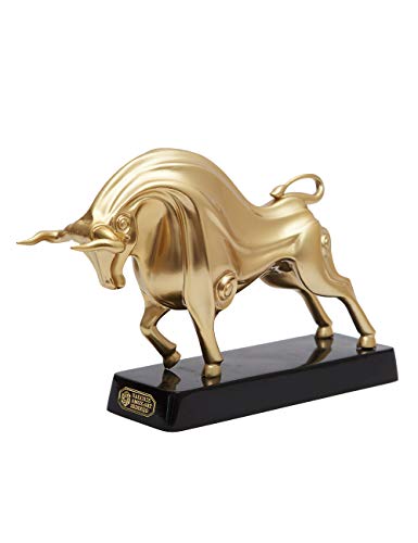 HAUCOZE Wall Street Bull Statue Animal Sculpture Lucky Figurine Gift Modern Home Decor Art for Living Room Gold Polyresin 12 Inch - color: Gold, size: Large