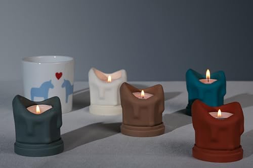 Handcrafted Tealight Candle Holder Designed as a Melting Candle; Handmade Tea Light Candle Holder; Bathroom, Living Room Mantel, Entryway, Buffet and Dining Table Decoration Brown - color: Brown