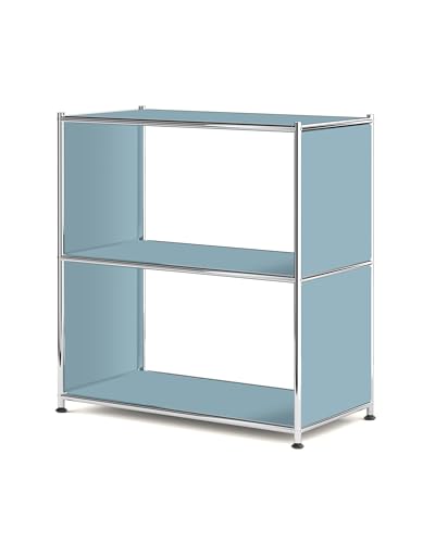 32-Inch 2-Tier Metal Bookcase, Open Shelf Storage Organizer for Living Room, Bedroom, Side Table or Nightstand Use, Modern DIY Assembly, Blue - color: Matt Blue