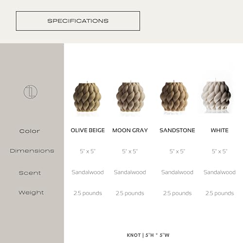 LAWA Knot Ball Candle - Large Beautiful Handmade Pillar Scented Soy Wax Elegant Bubble Aesthetic Candle Housewarming Gift Home Room Shelf Decor Idea Sandstone - color: Sandstone