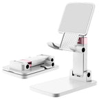 Phone Stand for Desk, Cell Phone Holder Adjustable Office Cellphone Stand for Desk Adjustable Tablet Stands Compact Design for iPhone iPad Android Devices Under 12", White - color: 01-White