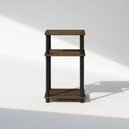 Furinno Just 3-Tier Turn-N-Tube Open Storage Nightstand, 1-Pack, Plastic Poles, Columbia Walnut/Black - color: Columbia Walnut/Black, size: 1-Pack, style: 1-Pack
