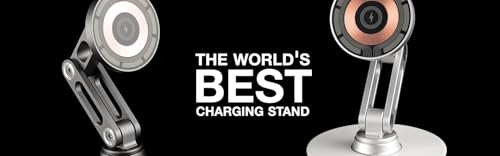 ClikDock Cell Phone Magnetic Wireless Charger Stand, 360° Spin, Aluminum Construction, Compatible with MagSafe Phones for iPhone & Andriod (White) - color: White