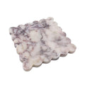 Square Marble Decorative Tray with Scalloped Edge, Luxury Natural Stone Bathroom Vanity Tray, Dresser Top Perfume Coffee Home Kitchen Sink Tray, Key Trinket Ring - color: Bvlgari Purple