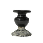 Creative Co-Op 2-Tone Sculptural Terracotta Pillar Candle Holder, Distressed Black - color: Black, size: 4.5" W x 5.25" H