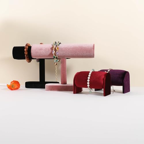Velvet Watch Display Stand for Selling, Bracelet Storage Organizer for Boutique Store, Woman Jewelry Bangle Holder for Home Decor【Red】 - color: Red