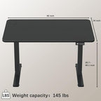 Furmax Electric Height Adjustable Standing Desk Large 48 x 24 Inches Sit Stand up Desk Home Office Computer Desk Memory Preset with T-Shaped Metal Bracket, Black - color: Black, size: 48 Inch