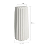 GeLive Matte White Ceramic Vase Glazed Ribbed Origami Stripe Waterproof Minimalism Home Decor Centerpiece for Fresh Bud Artificial Dried Flowers 8 Inch - style: Origami Stripe