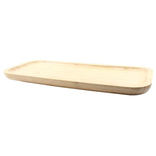 Jiozermi 14.17" Bamboo Serving Tray Tea Serving Tray Bamboo Vanity Tray Counter Tray Bathroom Tray Kitchen Sink Tray Bamboo Tray for Perfume Tea Food Candles - size: 14.2" x 5.9" x 0.8"