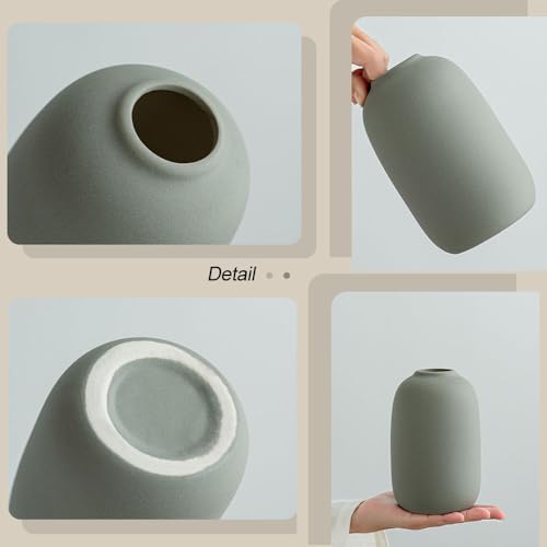 Ceramic Vase Set of 3 - Small Modern Minimalist Ceramic Bud Vases for Home Decor - Boho Aesthetic Flower Vases for Desk, Shelf & Table, Mantle, Bookshelf (Cute & Versatile) (Neutral Mix) - color: Neutral Mix