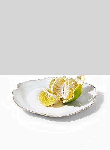 Serene Spaces Living Set of 2 Medium Free-Form Edge Glazed Ceramic Plate- Dinnerware for Vintage Weddings, Events, Measures 9" Long, 8" Wide and 1" Tall - color: White, Set of 2 - 9"