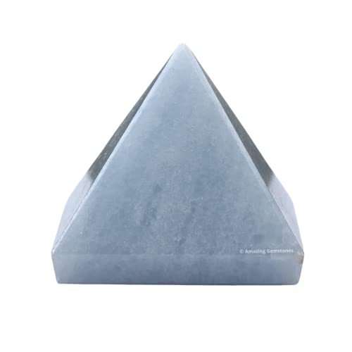 Amazing Gemstone Blue Calcite Pyramid Crystal Healing Stones - 2" Great Pyramid Figurine of Natural Stone Pyramid for Meditation, Reiki, Chakra Balancing and Crystal Pyramids Grid - color: Blue Calcite