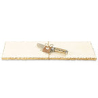 Mud Pie - 40700003 Mud Pie Marble and Gold Edge Hostess Set Serving Platter, One Size, white
