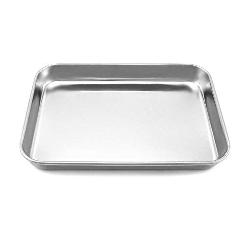 QWORK 2 Pack Stainless Steel Instrument Tray Multipurpose Tray for Lab Instruments, Craft Tools, Household Organization,10 5/8" x 6 11/16" x 1 5/16", Flat Bottom - color: 2 Pack, size: 10 5/8" x 6 11/16" x 1"