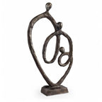 Danya B. Family of 3 Heart Ring of Love Sand-Casted Bronze Sculpture, Contemporary Decor for Home or Office, Gift for a Family of 3, Wedding, Birthday or New Baby