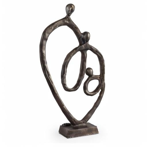 Danya B. Family of 3 Heart Ring of Love Sand-Casted Bronze Sculpture, Contemporary Decor for Home or Office, Gift for a Family of 3, Wedding, Birthday or New Baby