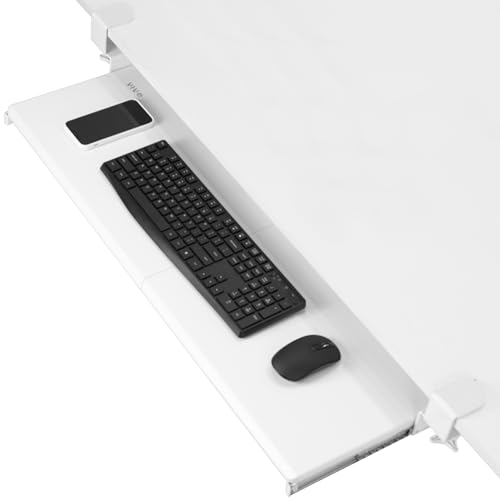 VIVO Extra Long Clamp-on Computer Keyboard and Mouse Under Desk Slider Tray, 34 x 11 inch Pull Out Platform Drawer, White, MOUNT-KB15EW - color: White, size: 34 inch