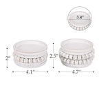NIKKY HOME Farmhouse Beaded Wooden Candle Holders Set of 2, Rusitc Solid Wood Pillar Candlesticks Pedestal, Fireplace Mantle Table Centerpiece Decor, Distressed White