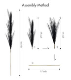 SeptCat 9 Pcs 45" Faux Dried Pampas Grass Tall Decor, Fluffy Fake Long Pompas Artificial Black Grey Gray Pompous Stems Bouquet Flower Arrangement Vase Filler for Boho Home Wedding Decoration
