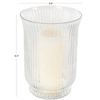 Deco 79 Glass Decorative Candle Holder Ribbed Candle Stand, Candlestick Holder 6" x 6" x 8", Clear - size: 6" x 6" x 8"