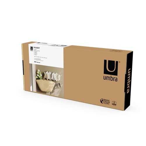 UMBRA Picket Rail Wall Stylish and Functional Hook with Five Hoops (White) (Pack of 3) - color: White, size: 5-Hook (Pack of 3)