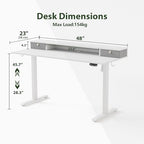 Agilestic 48 x 24 Inches Electric Standing Desk with 2 Storage Drawers, Adjustable Height Sit and Stand Computer Table with Splice Board, White - color: White, size: 48 x 24 Inches with 2 drawers
