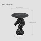 Modern Accent Table Living Room Horse Statue Black Contemporary‌ Faux Marble Night Stand Side Table with Horse Head Base Reception Area & Bedroom（Width 19.69" ——Tall 24.8"） - style: Black gold striped personalized horse head table