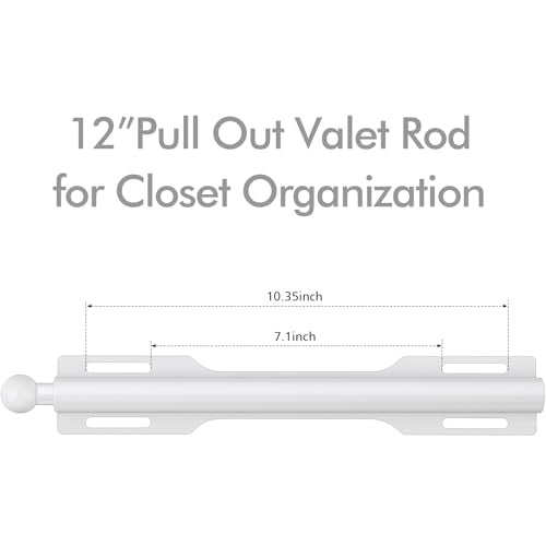 12" Valet Rod for Closet Pull Out (1 Pack, White) - color: White, size: 1 Pack