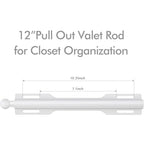 12" Valet Rod for Closet Pull Out (1 Pack, White) - color: White, size: 1 Pack