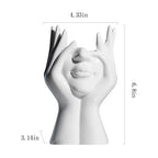 BrownLove Ceramic Face Vase White Flower Vase for Decor Female Form Face Vase Art Vase Modern Decorative Vase Centerpiece for Table Shelf Living Room Office Bedroom - style: Face Vase - Hands Over Face