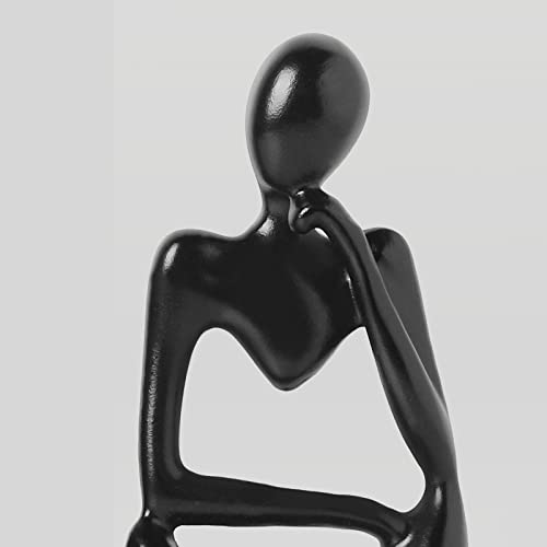 BrownLove 3pcs Decor Blcak Thinker Statue Abstract Art Sculpture，Resin Collectible Figurines for Home Living Room Office Shelf Decoration - color: Blcak