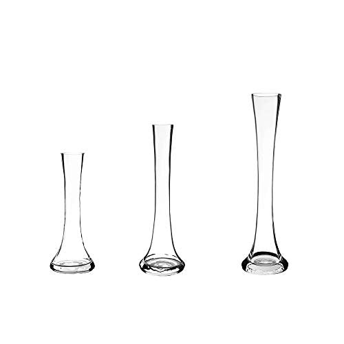 WGV Gathering Bud Vase, Width 3", Height 10", Clear Standard Concaved Hurricane Glass Floral Container Centerpiece Planter for Wedding Party Event Home Office Decor, 1 Piece - size: 3"x10"H Gathering