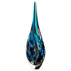 Luxury Lane Hand Blown Abstract Hollow Blue Tear Drop Sommerso Art Glass Sculpture for Home Decor 14 inch Tall Centerpiece Table Decoration - size: 14" tall