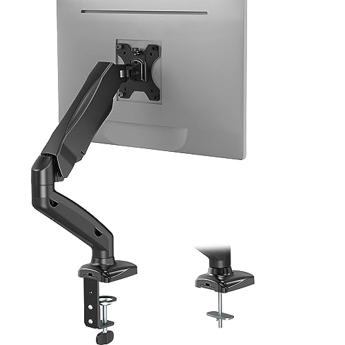WALI Single Monitor Arm for 13-27 inch Screens, Adjustable Single Monitor Mount Holds 19.8lbs, Computer Monitor Stand for Desk, Clamp and Grommet Base, VESA 75/100mm (GSMP001), Matte Black - size: 13"-27", style: Single Arm