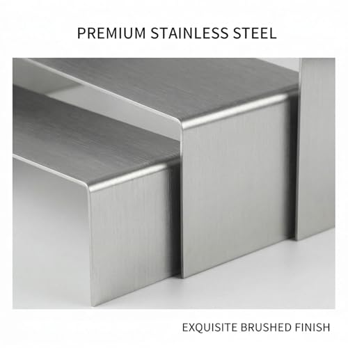 Display Stand Risers, Stainless Steel Display Shelf for Showcase, Dessert, Toys, Perfume (Brushed Nickel) - color: Brushed Nickel