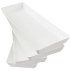US Acrylic White Plastic Serving Trays (Set of 4) 15” x 5” | Narrow Unbreakable Reusable Rectangular Party Platters | Serve Appetizers, Fruit, Veggies, & Desserts | BPA-Free & Made in USA - color: White, size: 15" x 5"